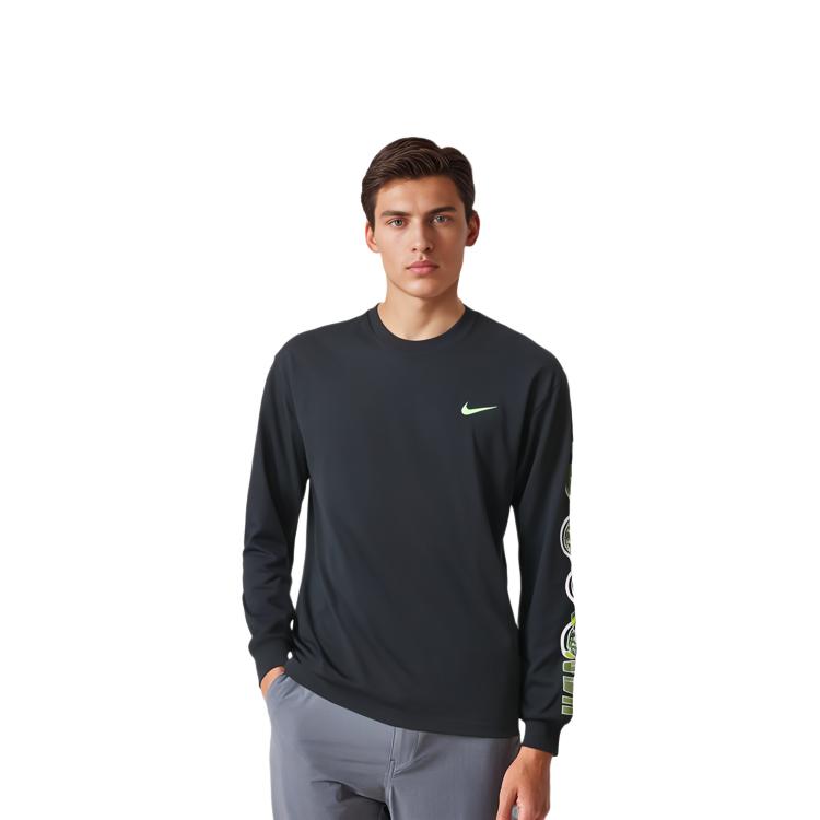 Nike T Shirts Men's Black Crew Neck Moderate Straight Fit DO6946-010