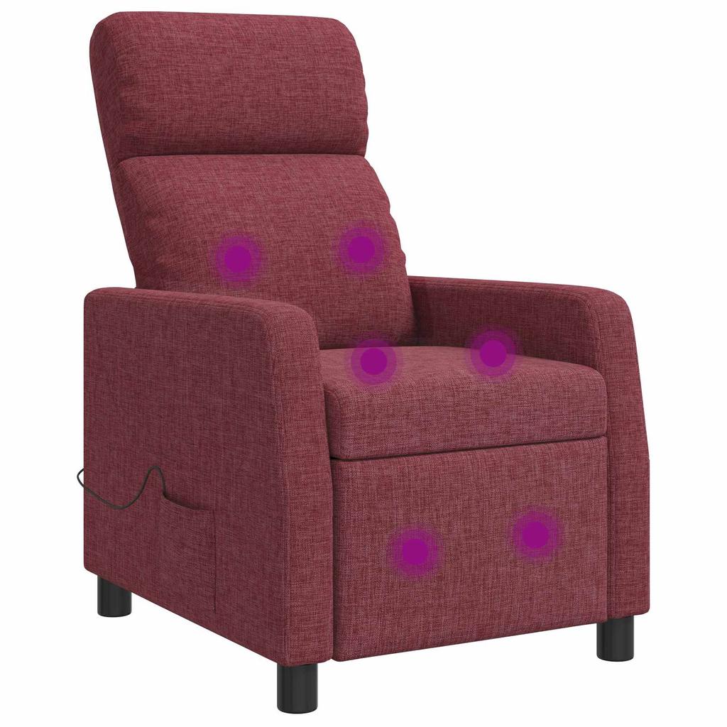 Massage Recliner Wine Red Fabric