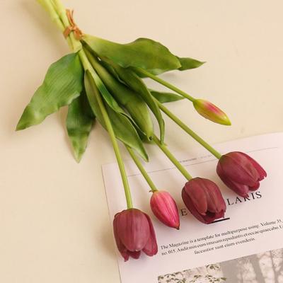Romantic 5 Heads Tulips Bouquet Real Touch High Quality Fake Flower Silicone Home Decor
