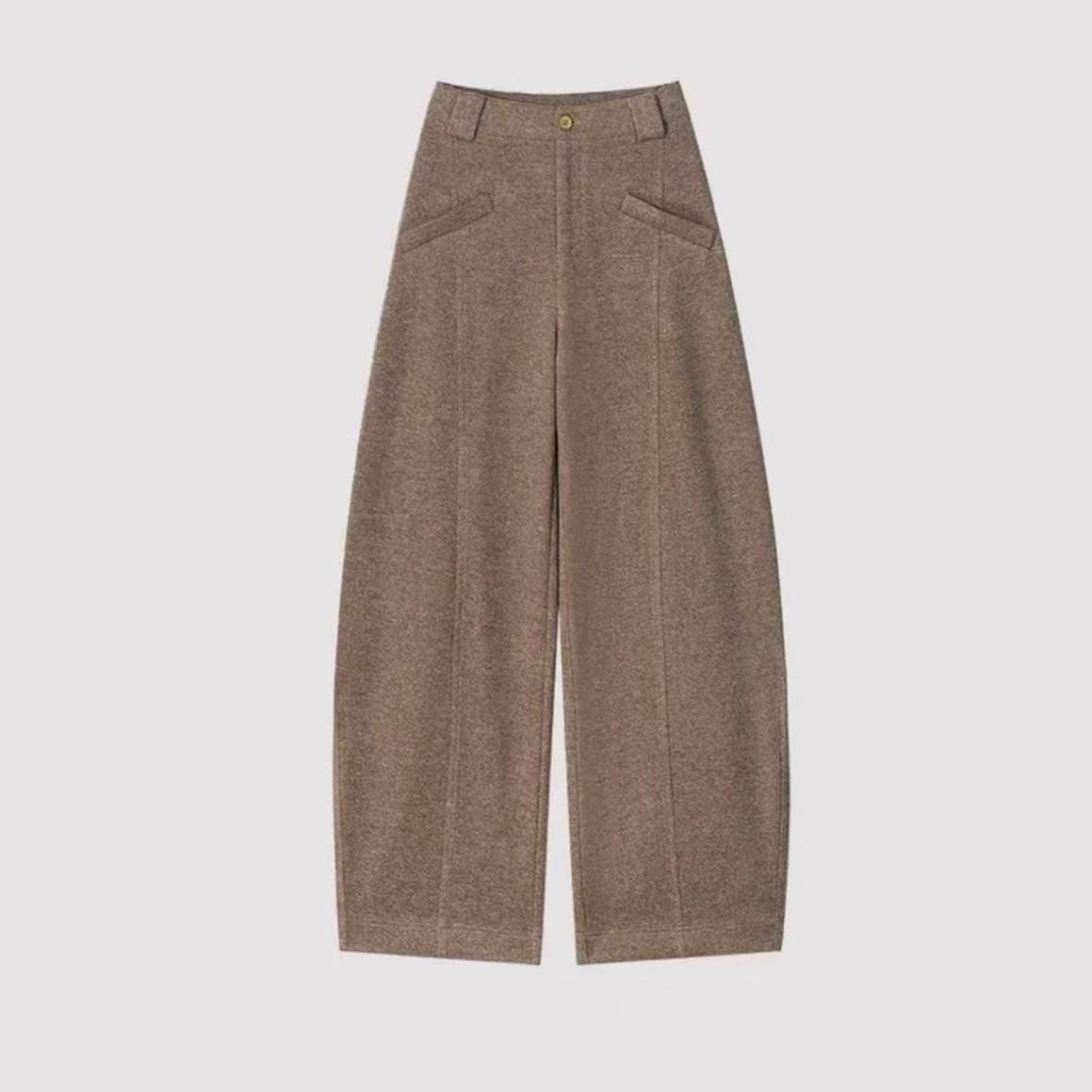 

Women s Brown Woolen Wide-Leg Winter Pants - Thick, Warm, Soft, Slimming Casual Fit XL (130-150 lbs) - Ships in 5 days коричневый