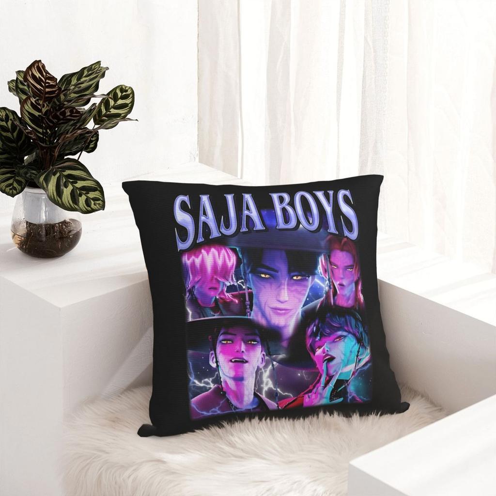 Saja Boys Huntrix Square Pillow Case Kpop Demon Hunters Cushion Covers Decorative Throw Pillow Case Cover For Home 45*45Cm