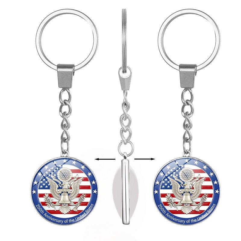 250th US Independence Day Rotating Alloy Keychain Gift