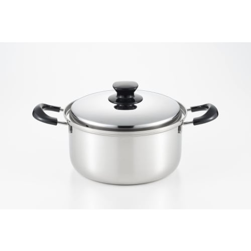 Yoshikawa Integrate Tsubame-Sanjo 22cm 4.5L Double-Handled Pot with Lid, Induction and Direct Heat Compatible, Made in Japan, SJ3396