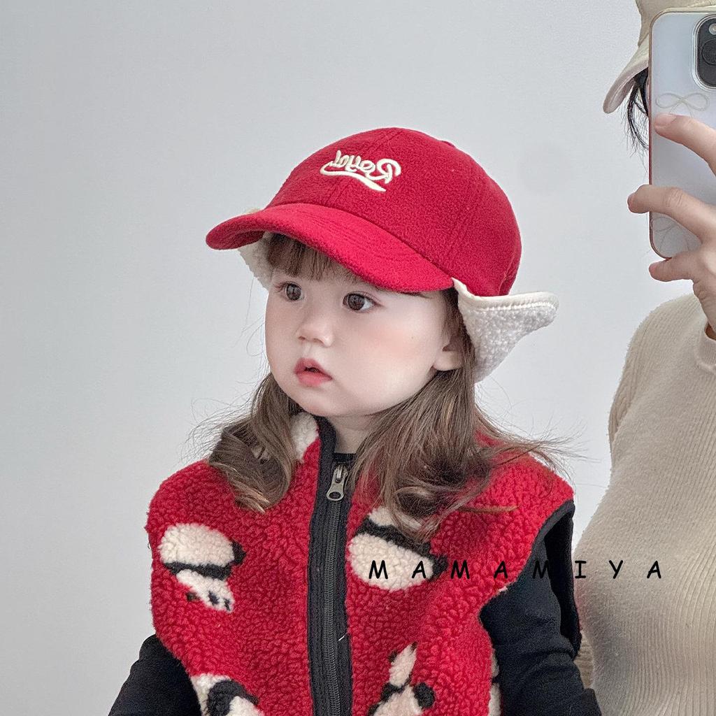 Kinder Herbst/Winter Lammwolle Baseballkappe mit Ohrenschutz