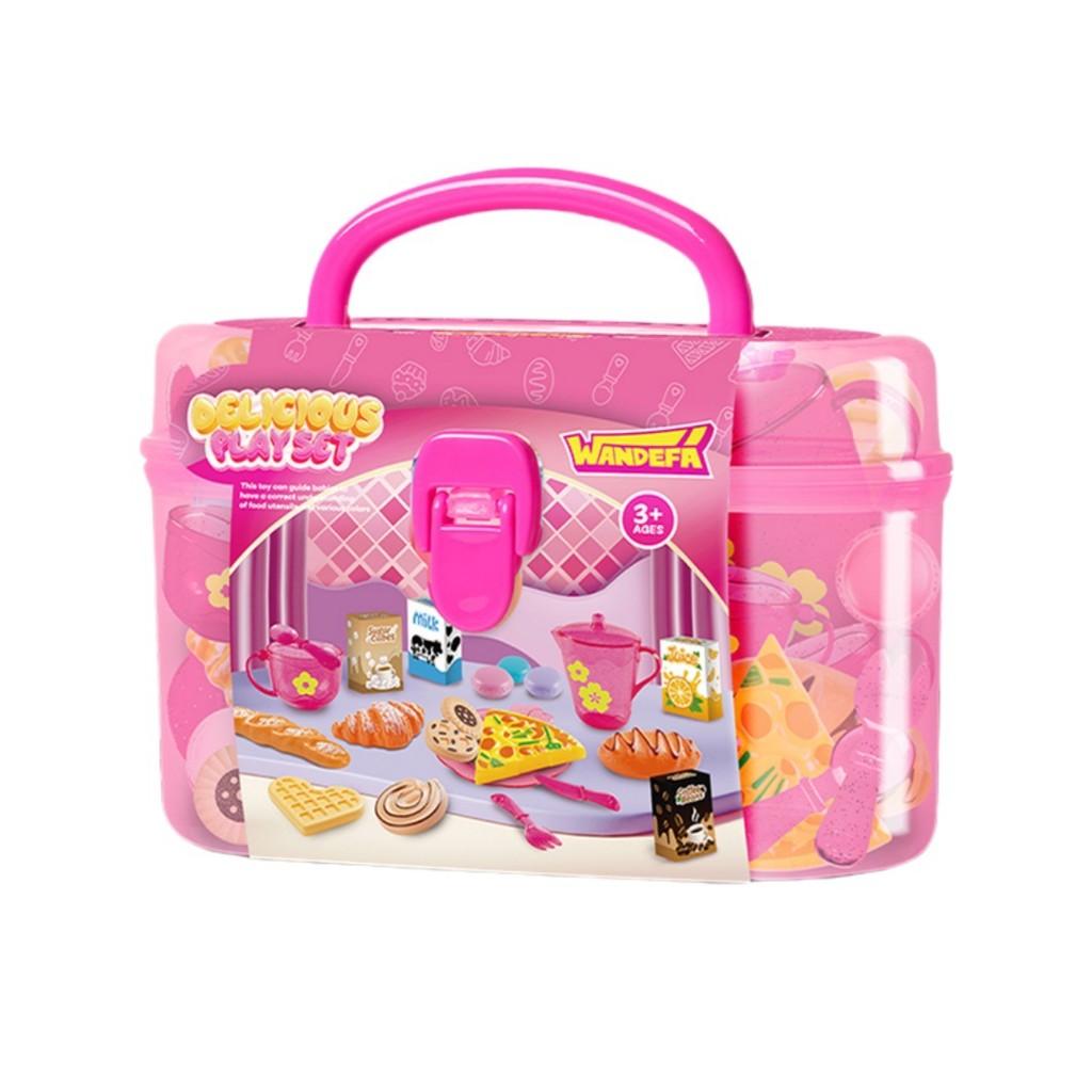 Colorful Eating Utensils Playset With Realistic Kitchen Accessories Storage Box For Children
