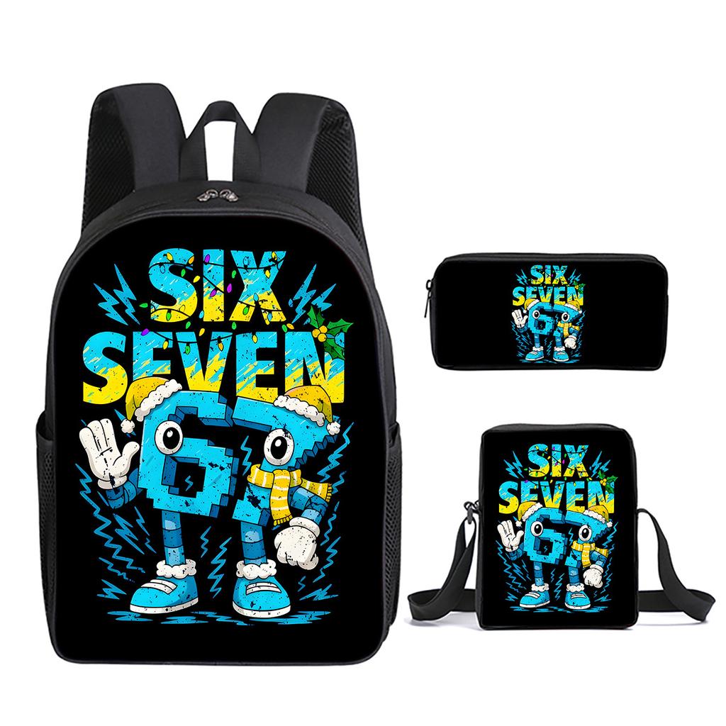 Fashion Novelty 67 Six Seven 3D Print 3pcs/Set Pupil School Bags Laptop Daypack Backpack Inclined Shoulder Bag Pencil Case