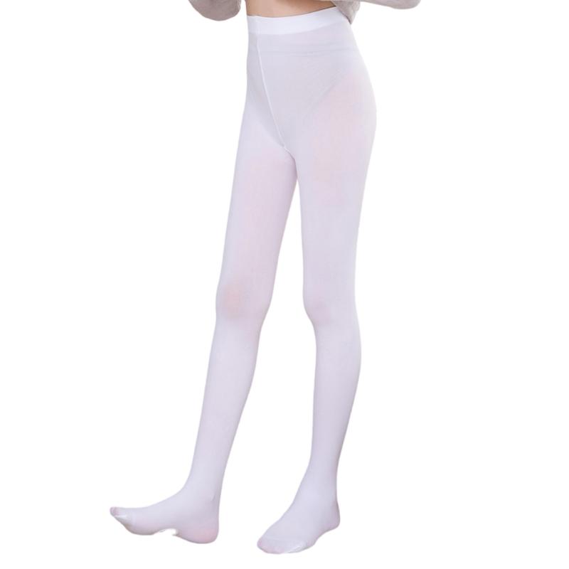 Velvety Girls Tights Classical White Dance Pantyhose Nonslip Waistband Smooth Texture for Ballet Class And Daily Wear