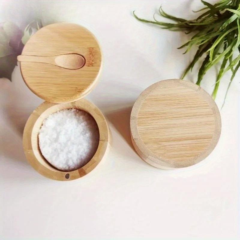 Salz- und Gewürzdosen, Pfefferdosen, Gewürzbox aus Bambus, Schüssel, Aufbewahrungstopf-Set, Holz, Zuckerbehälterhalter, Deckelfunktion, mehrere Schalen
