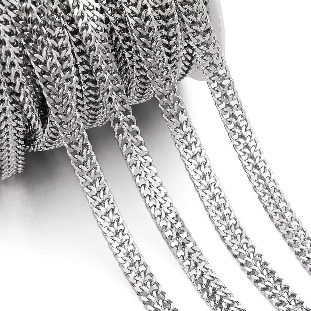 5.5mm Width Stainless Steel Curb Chain 8mm Width Bulk Chains  DIY Bracelet Making 5.5mm серебряный