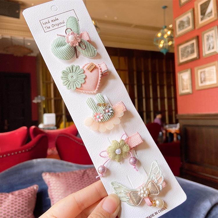 5 Pieces Set Cute Baby Handmade Cartoon Hairpin Lovely Little Girl Flower Side Clip Children Hair Accessories Kids Hair Clips