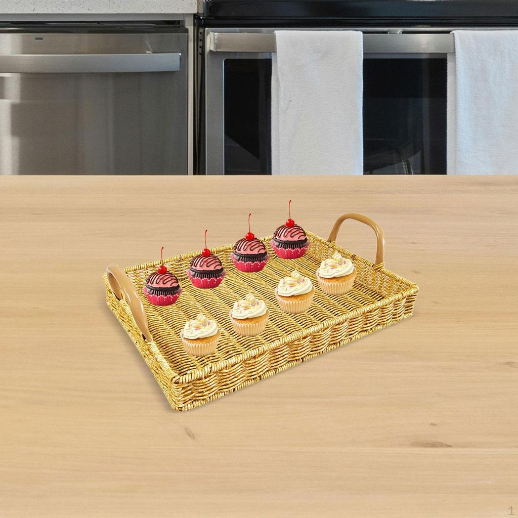 Decorative Ottoman Platter Rectangular Serving Tray Organizer Portable for