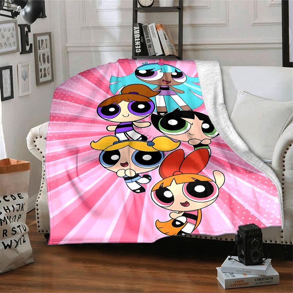 1pc Powerpuff2 Blanket, Gift, for Men and Women, Soft Blanket, Good for Sofa Bed Couch Travel, Lightweight Flannel Blanket
