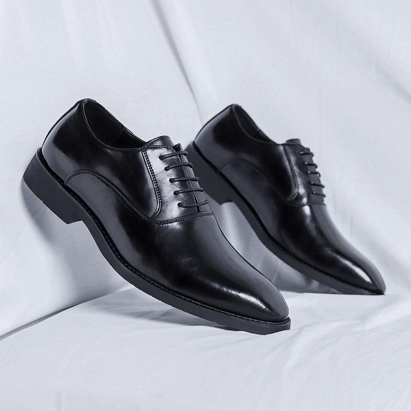 

Туфли мужские кожаные износостойкие на мягкой подошве с одной педалью, мужские туфли, чехлы для ног, модные универсальные повседневные туфли из кожи для мужчин 8037-R 38 чёрный