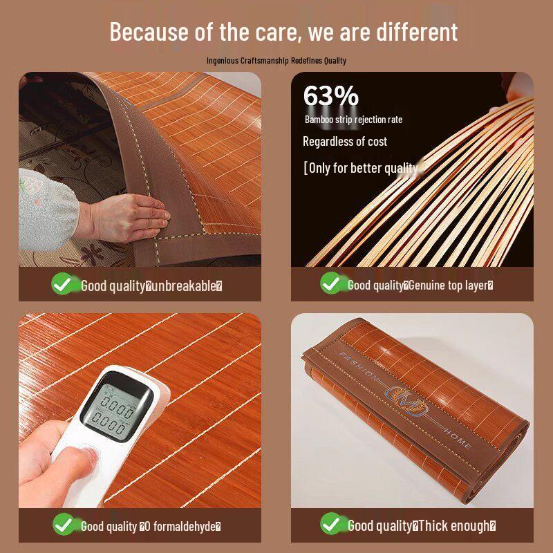 Double-Sided Bamboo & Ice Silk Mat, Foldable for Summer & Winter, Single Person Dormitory Mat with Free Shipping