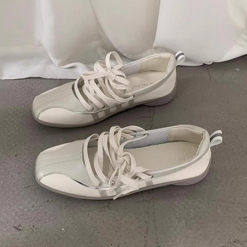 

Корейский нишевый дизайн спортивные балетки женские 2025 весна новые с перекрестными ремешками ретро туфли Мэри Джейн одинарные туфли 40