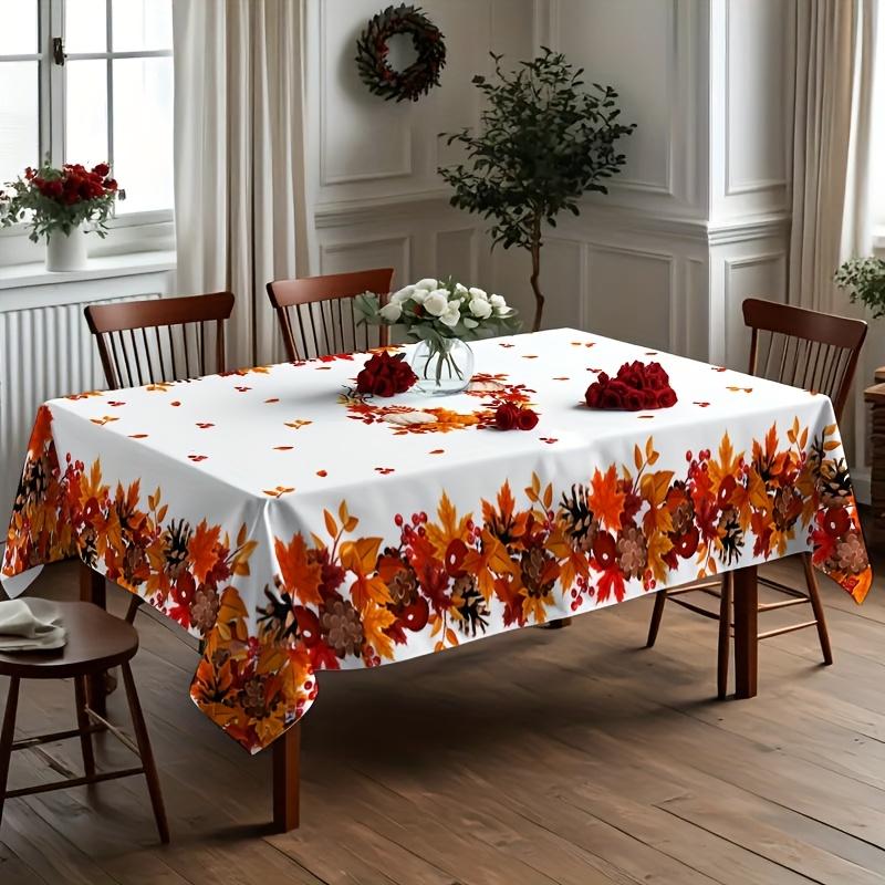 Autumn Harvest Rectangle Table Cloth for Table Decor Holiday Party Waterproof Reusable Tablecloth for Tables Kitchen Dining