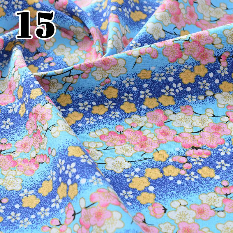 50/100/200cm Japanischer Kimono Cheongsam Bronzefarbener Druckstoff Kirschblüten Nähbaumwollstoff DIY Tasche Patchwork Zubehör