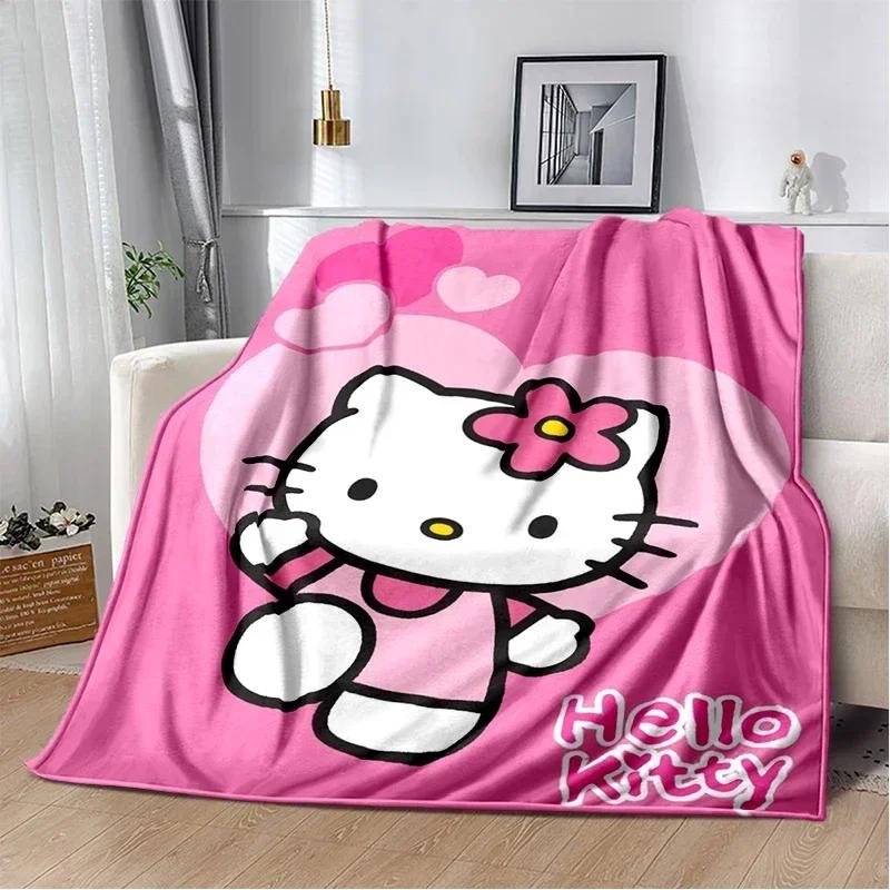 HelloKitty Cartoon Anime Kawaii Blanket for Kids Super Soft Cute Blanket for Travel Bedding Couch Sofa Bed Blanket Birthday Gift