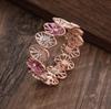 New oval petal splicing diamond bracelet, color painting oil women's high-end alloy elastic bracelet