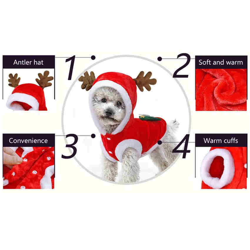 Cute Christmas Pets Costume New Year Dog Clothes Small Dogs Cat Santa Costume Jacket