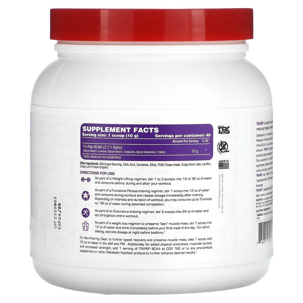 Tri-Pep, Branched Chain Amino Acids, Grape, 400G(14.1Oz)