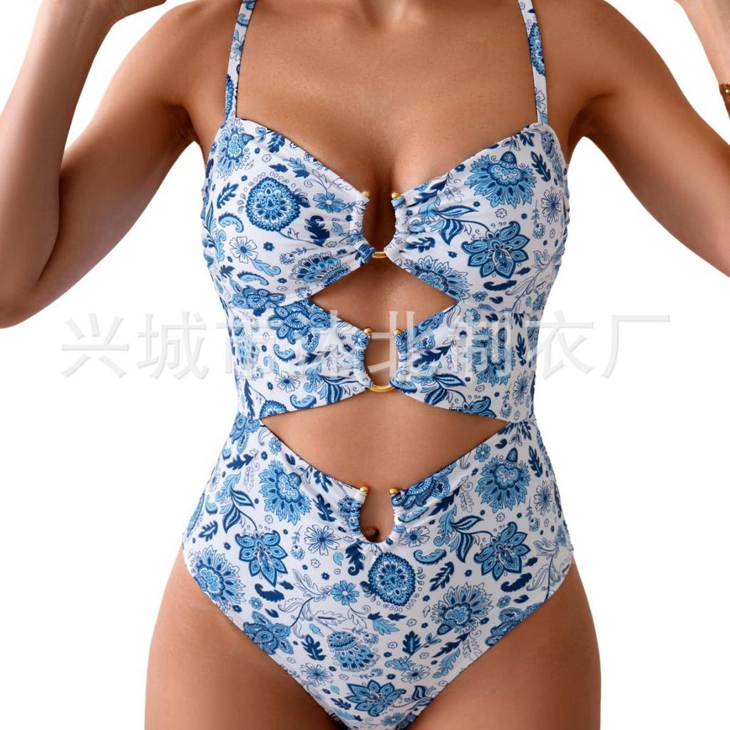 Women's One-piece Swimsuit, Button-down Bikini Sexy Swimsuit, Hollow Swimsuit.