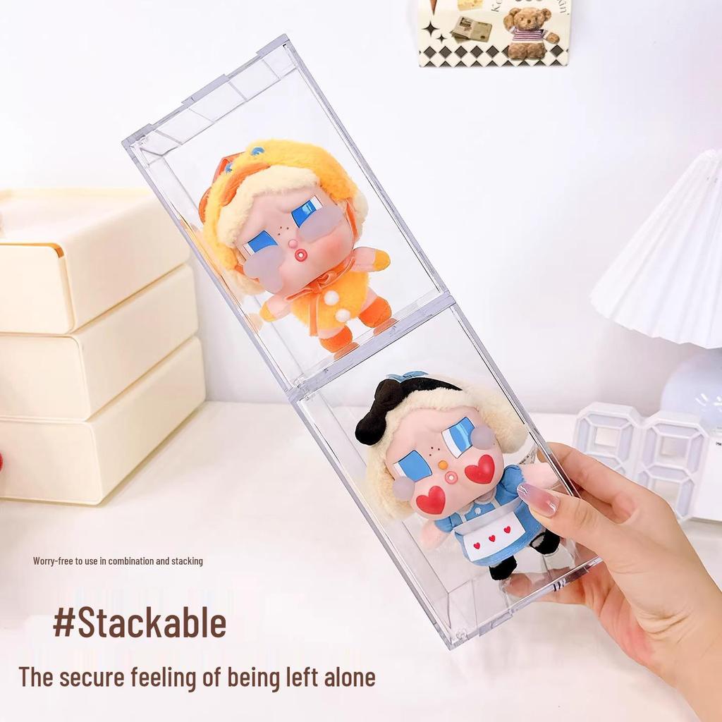 CRYBABY Silicone Keychain Doll Display Stand with Acrylic Dust Cover Cabinet