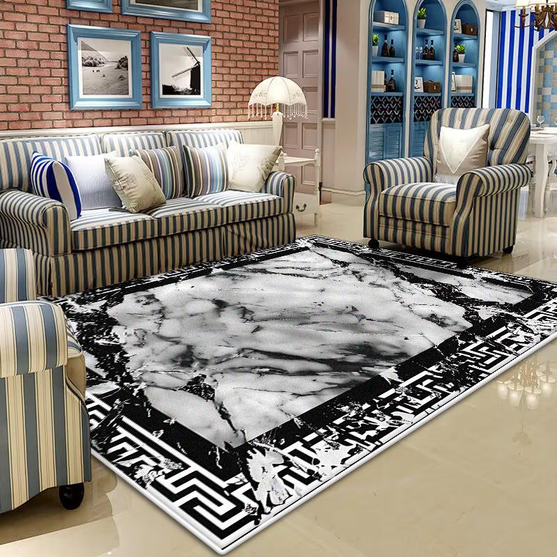 Chinese Style Carpets for Living Room Non-slip kitchen floor carpet Easy Clean Light Luxury Black Large Rug Bedroom Bath mat