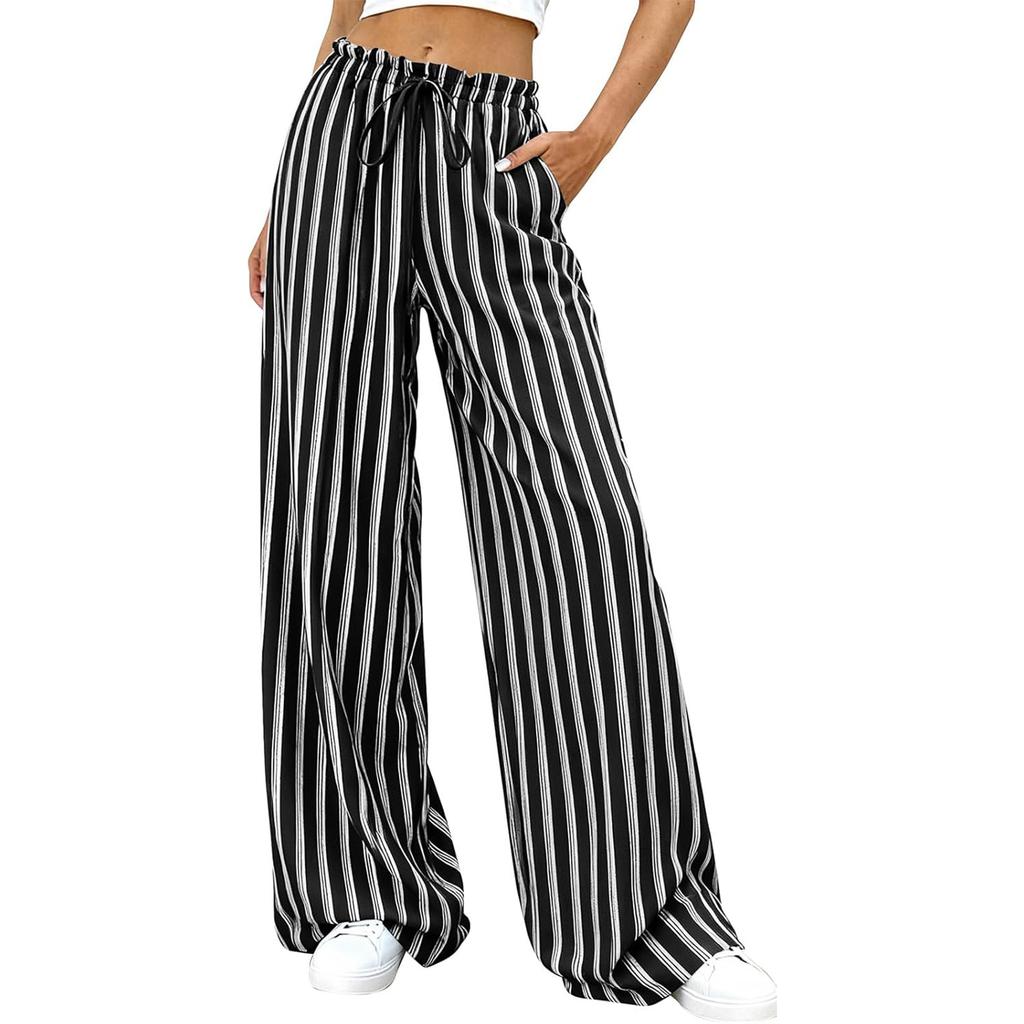 Women's Striped Loose Casual Loose-Waist Wide-Leg Trousers