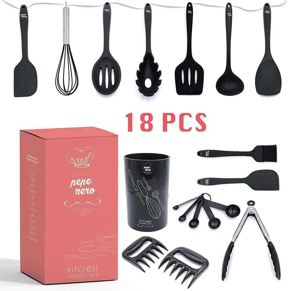 18Pcs/Set Silicone Kitchenware Cooking Utensils Set Heat Resistant Kitchen Non Stick Cooking Utensils Baking Tools 18 pcs/set