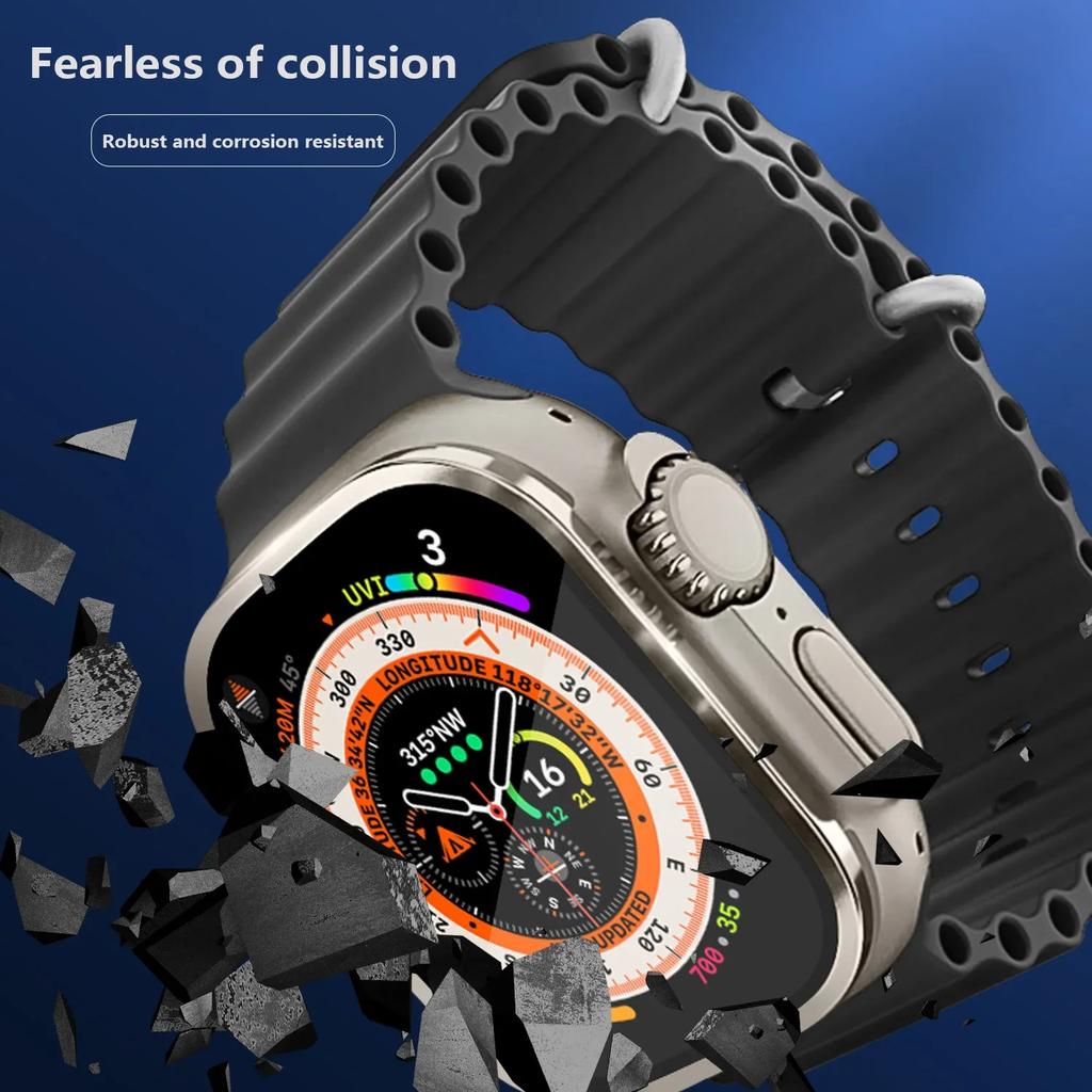 Pouzdro z hliníkové slitiny + tvrzené sklo pro Apple Watch Ultra 2 49mm Ochranná fólie proti poškrábání pro iWatch Ultra 49mm