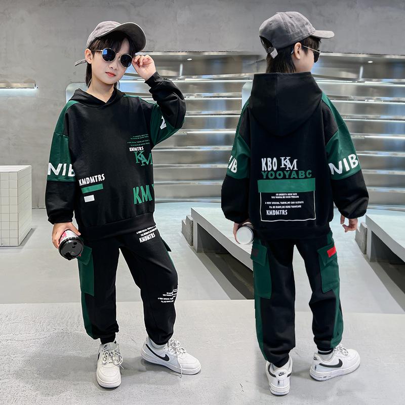 

Весна Осень Детский Комплект Толстовка с Капюшоном + Спортивные Штаны Мальчик Принт Букв Повседневный Спортивный Костюм из 2 предметов Детская Толстовка Спортивная Одежда 140cm зелёный