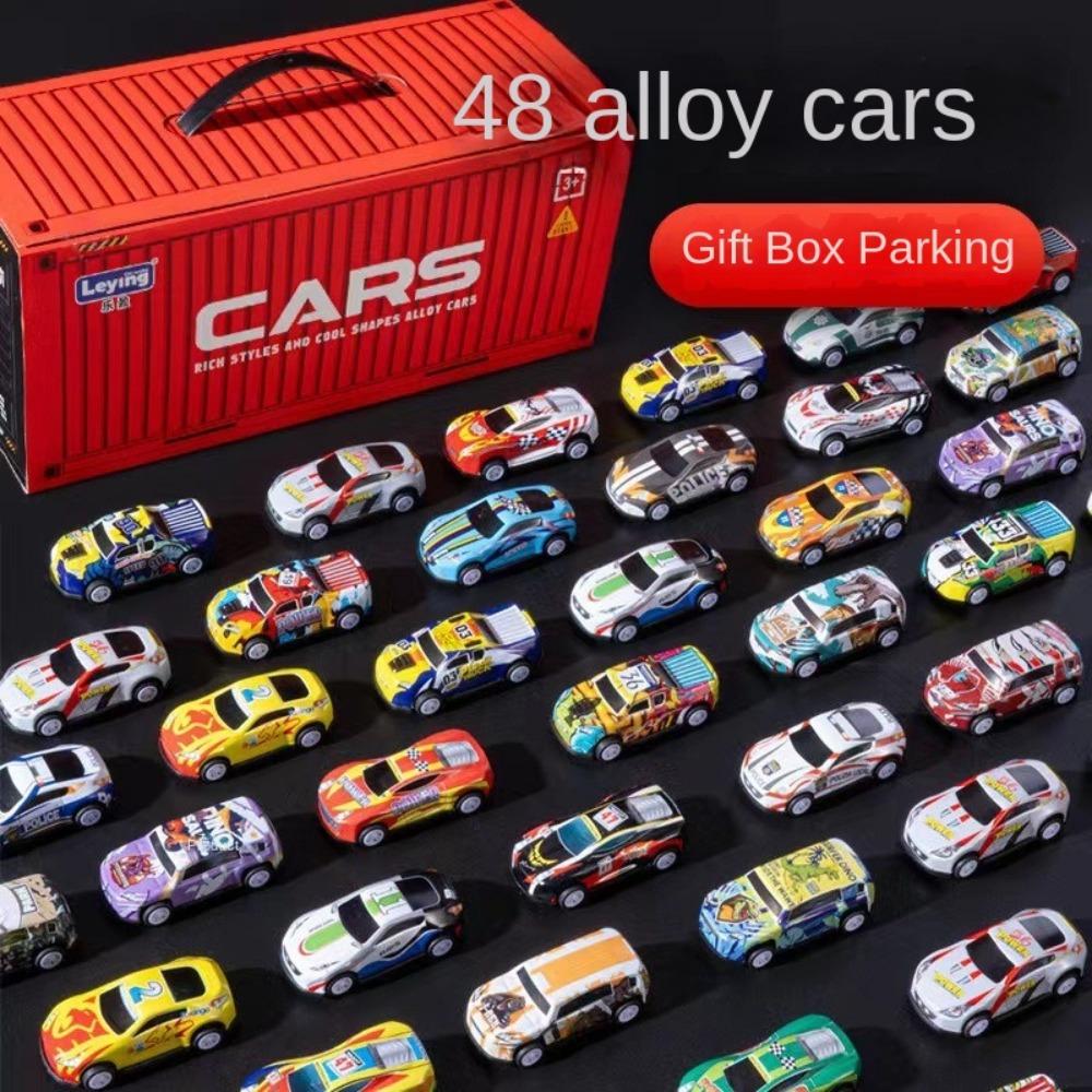

48 pcs Collection Toy Inertia Pull Back Cars Plastic Toy Car Sets Trendy Mini Car Set for Kids Boys синій