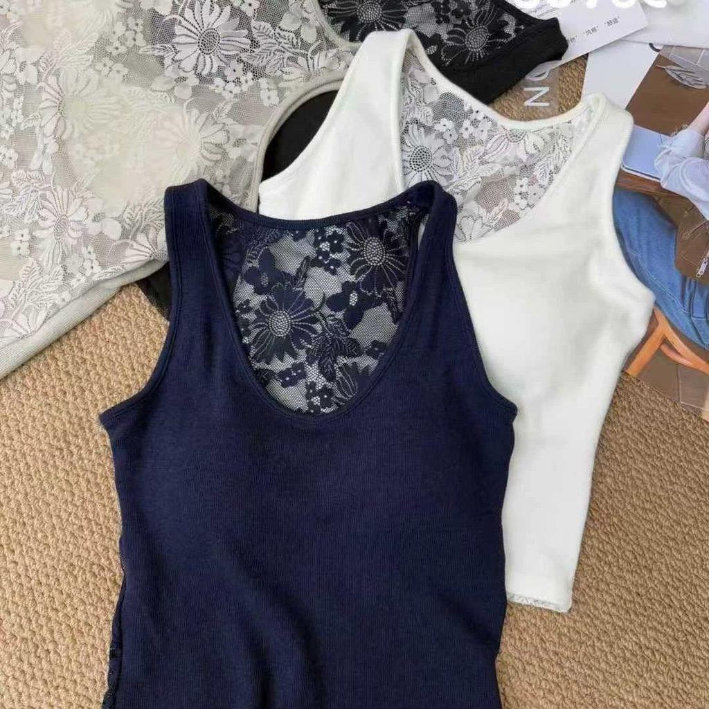 Spitzenrücken-Camisole mit eingebautem BH für Damen