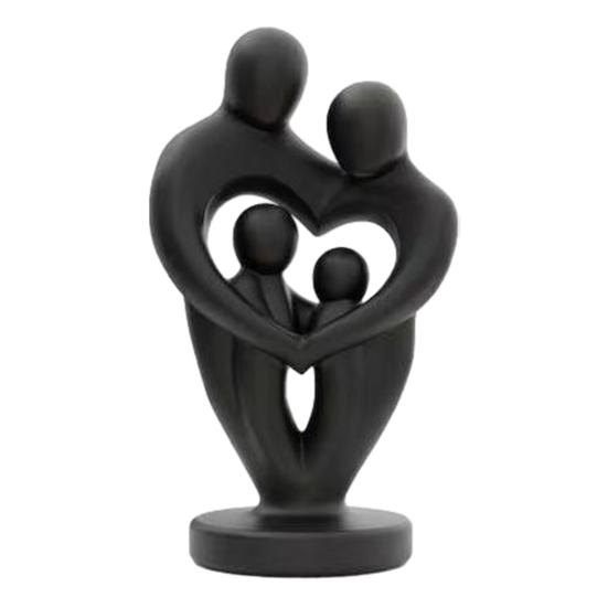 3D Printed Family of 4 Sculpture Abstract Heart Shaped Home Decor Matte Black чёрный