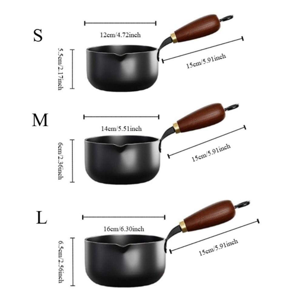 Uncoated Oil Splashing Pot Wooden Handle Omelette Pan Universal Butter Melting Pot  Stove