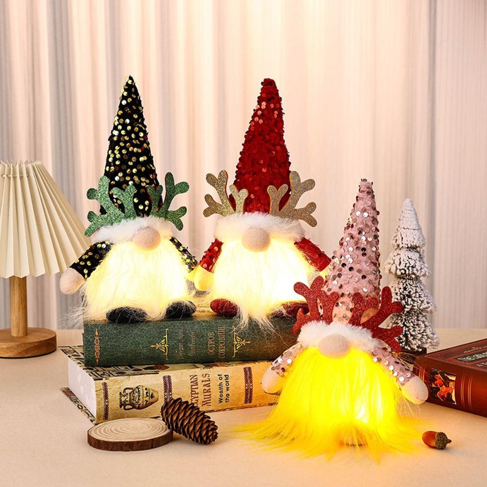 Cute Christmas Luminous Gnomes Doll Plush Christmas Gnomes Toys  Xmas Home Decor