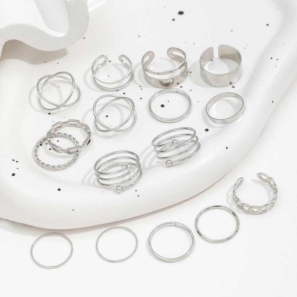 European & American Fashion Niche Design Luxe Plain Ring Set for Women