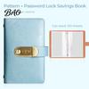 Security Cash Binder A6 Password Lock Budget Organizer, PU Leather And Relief Cover, Savings Tracker 100 Pocket Challenge Booklet for Personal Finance