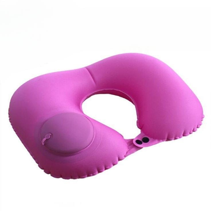 Press type inflatable U-pillow U-shaped airplane headrest Portable outdoor travel pillow Foldable neck pillow nap