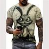 Summer Men Vintage Street Short Sleeve 3D Funny Graphic Print T Shirt Soft Cotton Stylish Daily Casual Top
