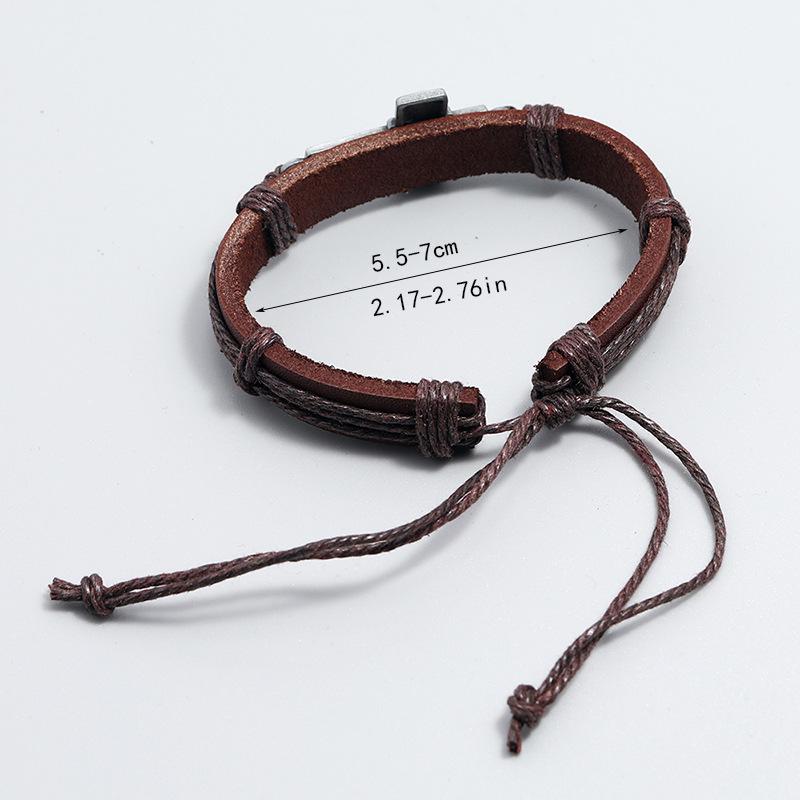 Personalized Retro Woven Cowhide Bracelet with Adjustable Pull-out Design