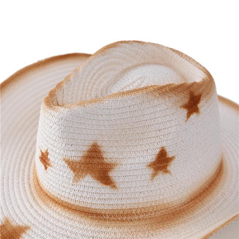 Western Cowboy Straw Hat Foldable Summer Vacation Travel Mountaineering Sun Protection Visor Hat Large Brim Female Knight Hat Male