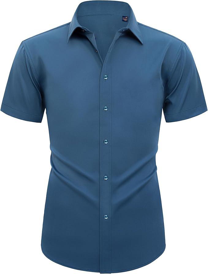 Four-sided Stretch Dress Shirt Men's Slim-fitting Long-sleeved Solid Color Simple Men's Shirt Business Casual Men's Clothing