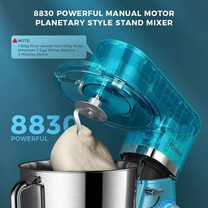 Robot Pâtissier - POWWA - 1500W - Silencieux - Bol 6.2L - Multifonction 3 en 1