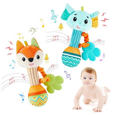Baby Rattles 0-6 Month Baby Soft Rattles Shaker Hand Grab Sensory Shaker Teething Toys for Babies 6-12 Months Animal Plush Toys
