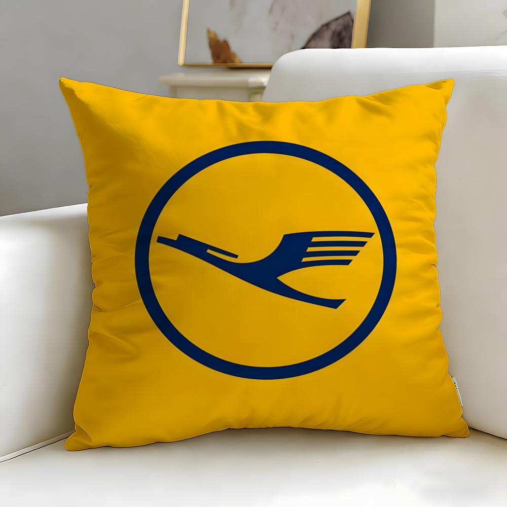 Classic Airline Lufthansa Cushion Cover Soft & Easy-Wash Pillow Case – Versatile For Couch, Bed, Travel And Office