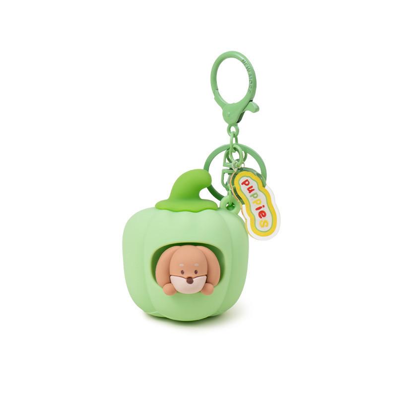 Tomato Green Pepper Dachshund Silicone Keychain With Playful Design Squeezable
