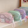 Large Capacity Mesh Cosmetic Bag Solid Color Pillow Makeup Pouch Transparent Makeup Bag  Outdoor