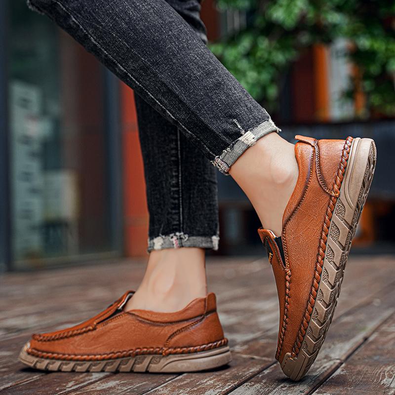 38-46 Men's Leather Casual Shoes Handmade Loafers Comfortable Men's Slip On Shoes Flat Moccasins Men's Sneakers